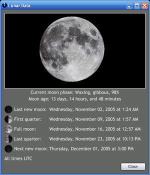 ActiveEarth 2.0 Lunar data screenshot