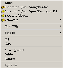 CuteZIP Right-Click Context Sensitive Menu
