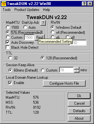 Screen Shot of TweakDUN